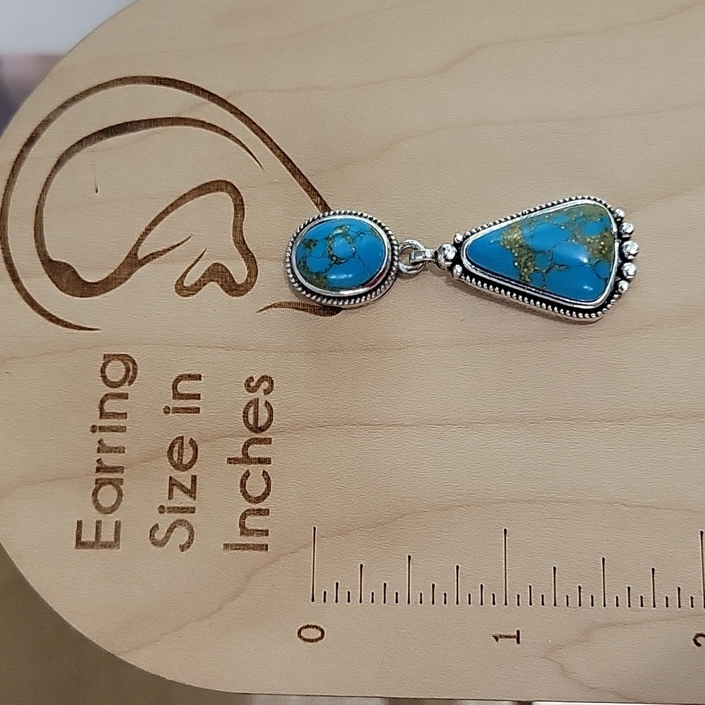 Copper Turquoise Style Drop Earrings - Picture 3 of 5